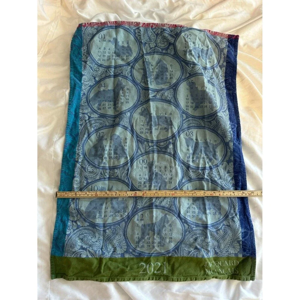Le Jacquard Francais-French Dog & Cat Motif 2021  Calendar  Towel Linen Cotton